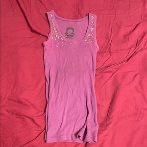 Sequin-Embellished Pink Tank Top